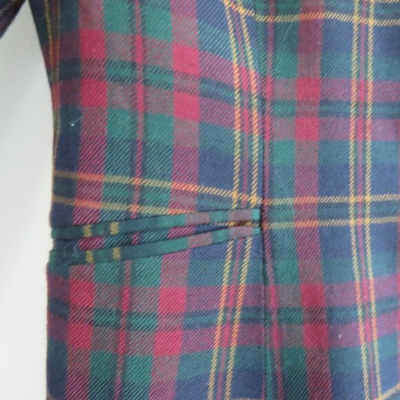 VINTAGE LAUREN RALPH LAUREN Plaid Velvet Collar 100% Wool Blazer Jacket Preppy - Picture 6 of 16